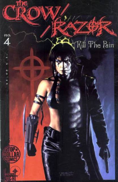 A woman with a knife and sword in her hand.