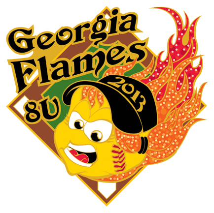 Flames Softball pin